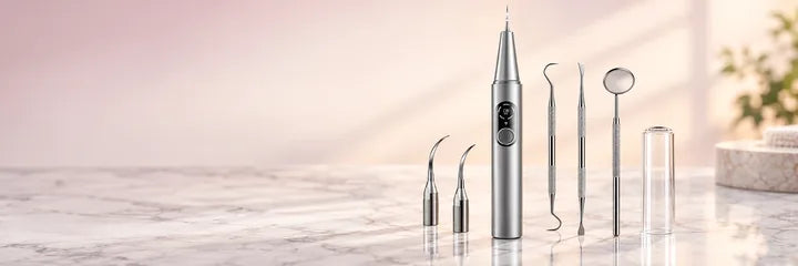 TartarOff Pro with its five attachments on a marble counter